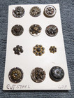 12 Vintage Antique Metal Steel Facet Buttons