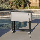 Grey 80 Qt Quart Rolling Cooler Ice Chest Beverage Bar For Patio Outdoor Party