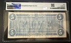 1864  5 Confederate States Of America Banknote T-69 Pmg 50 Epq Au  29353