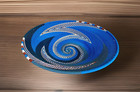 Vintage Blue Hand Woven African Zulu Tribe Basket Bowl Fine Telephone Wire 9 25 