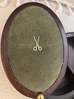 Vintage Gunnar Sewing Box Oval Wooden Needle Case Taiwan Mcm Sewing Caddy Brass