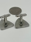 Vintage Hickok Silver Tone Eagle Shield Cufflinks Heraldic Crest Mid Century