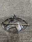 Vintage Horse Head Western English Sterling Silver Large Oval Pin
