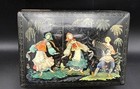 Vtg 60 s 70 s Palekh Russian Folk Art Lacquer Fairy Tale Jewelry Box