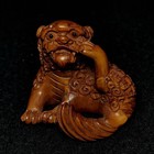 1 7 Inch Signature Hand Carved Boxwood Lion Statue Old Netsuke Collectable