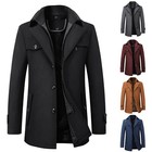 Mens Trench Coat Wool Blend Jacket Overcoat Business Winter Coat Warm Pea Coat