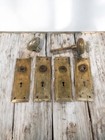 Lot Of 4 Vintage Door Back Plate Skeleton Key Hole 7  X 2  Rectangle   Knob