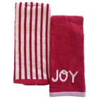 Christmas Joy Red   White Kitchen Towel Set  2 Terry Dish Towels