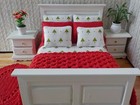 Miniature Dollhouse Christmas Bedspread comforter blanket pillows 405