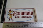 Nos Rare 1950s Bowman Ice Cream Dealer 2-sided Painted Metal Flange Sign Archer