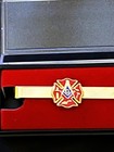 Fire Fighter Square Compass Tie Bar Necktie Gold Color Masonic New 