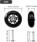 68 X 24mm Luggage Wheels Replacement  2pcs Rubber Suitcase 68 X 24mm  Black 