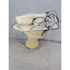Something Special Sinamay Straw Fascinator Hat Cream Black Animal Print Trim