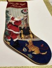 Vintage Needlepoint Stocking Twas The Night Before     Santa - Christmas - Kitten