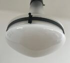 Antique Vintage Art Deco Fixture Ceiling Brass Hanging Light Milk Glass Lamp