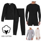 Men 100  Cotton Waffle Knit Thermal Long Johns Underwear Top   Bottom 2pcs Set