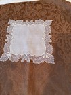Antique Victorian White Linen  Handkerchief     Exquisite Intricate Lace Border