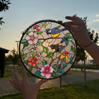 Flowers   Birds Stained Glass Suncatcher  Window Hanging Decor