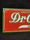Porcelain Dr  Pepper Enamel Metal Sign Plate Size 30  X 10  Inches