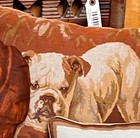 Vintage Needlepoint Tapestry Throw Pillow Bulldog Poker Table Cigar - Belgium
