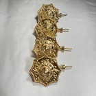 Vintage Set Of 4 Solid Brass Ornate Round Curtain Drapery Tie Backs Wall Mounts