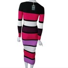 Women   s Fall Winter Striped Sweater Dress Knit Ribbed Bodycon Long Sleeve Midi