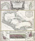 Map  mappa Geographica  Indiae Occidentalis   west Indies  Homann Heirs  1740