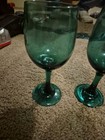 Vintage Libbey Wine Glass Teardrop Juniper emerald Green 10 Ounce Set Of 2