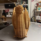 Vintage Mcm Snail Woven Wicker Basket Large Magazine Rack Storage 21   