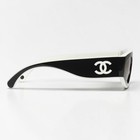 Chanel Ch6056 54mm Cat Eye Sunglasses In Black And White With Beige Lenses