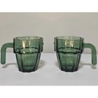 Vintage John Lewis Cactus Glass Tumblers Barware Dark Green Stackable 2 Glasses
