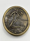 Vintage Indian Metal Craft 1976   palm Trees On Beach   Artwork Belt Buckle
