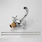 Polished Chrome Double Handle Vanity Faucet Deck Mount Brass Vintage Cross Knob