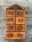 Primitive Vintage Wood Seven  7  Drawer Apothecary Spice Cabinet