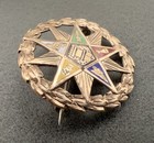 Antique Order Of The Eastern Star Masonic 10k Yellow Gold Enameled Pin Brooch