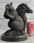 Squirrel Eating An Acorn Bronze Sculpture Statue Handmade Figure Original Art