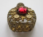 Vintage Antique Art Deco Czech Jeweled Ornate Glass Perfume Scent Bottle