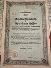 Germany 1923 Weimar Hessen Mark 100 Million 100 000 000 Unc Bond Loan Stock