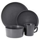 Lux Matte 16-piece Matte Dark Gray Stoneware Dinnerware Set  Service For 4