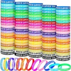 100 Pcs Jesus Loves You Bracelet Bulk Silicone Christian Bracelet Colorful Ru   