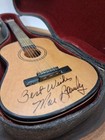 Vintage Miniature Acoustic Guitar  Carrying Case Moe Bandy Autographed 