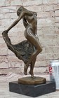 Signed Nude Naked Dancer Art Deco Bronze Sculpture Marble Base Statue Sale Decor