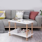 Coffee Tea Table Center Console Table With Wood Storage Shelf For Living Room