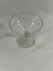 Vintage Clear Etched Glass Pedestal Compote Bowl Floral Leaf Design Dessert Dish