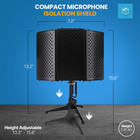 Compact Microphone Isolation Shield     Portable Studio Mic Sound Dampening Foam R