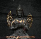 9 2  Ancient Chinese Bronze Gilt Inlay Gem Je Tsongkhapa Guru Statue Sculpture