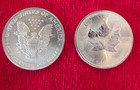 American Silver Eagle 2004 Canada Maple 2016 1 Oz 999  Silver Round Unc Lot Of 2