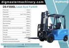 2 5ton Electric Forklift W  60v 70ah Charger Side Shift Solid Free Shipping