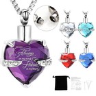 Crystal Heart Urn Necklace W  Mini Keepsake Urn Memorial Ash Jewelry Cremation