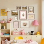 Vodefoad Pink Nursery Wall Art Set Retro Baby Girl Nursery Wall Decor Cute Ki   